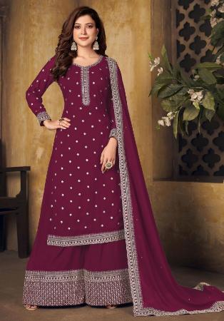 Picture of Ideal Georgette Brown Straight Cut Salwar Kameez