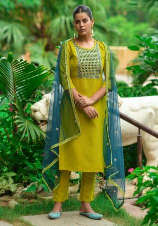 Picture of Cotton Dark Golden Rod Readymade Salwar Kameez