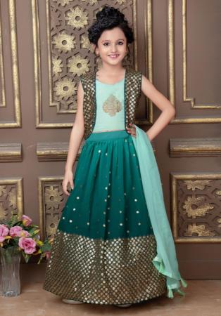 Picture of Admirable Georgette Dark Green Kids Lehenga Choli