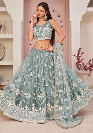 Picture of Grand Cotton Light Slate Grey Lehenga Choli