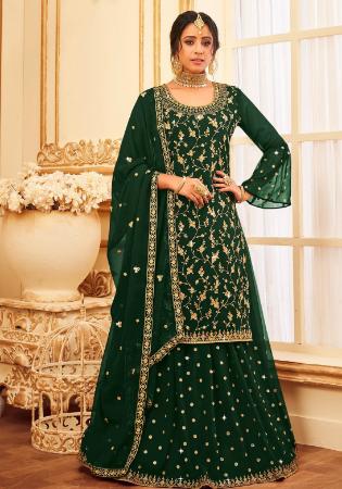 Picture of Georgette Dark Slate Grey Straight Cut Salwar Kameez