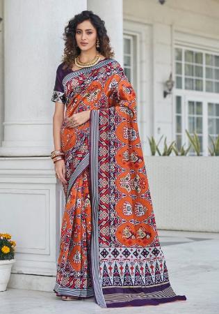 Picture of Wonderful Silk Sienna & Blue Violet Saree