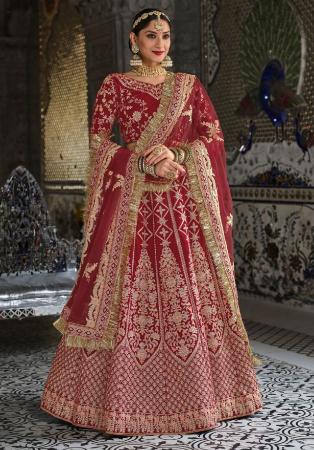 Picture of Graceful Linen Fire Brick Lehenga Choli