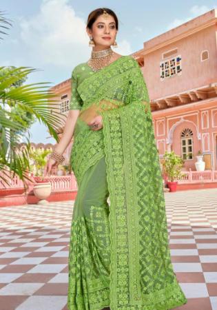 Picture of Sightly Net Dark Khaki Saree