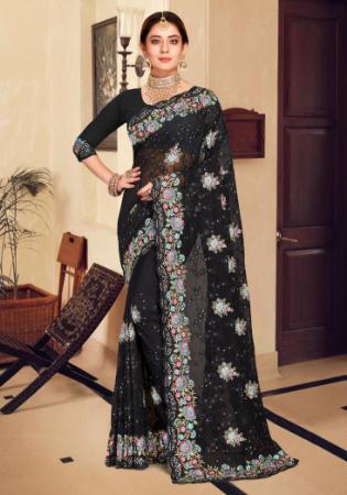 Picture of Splendid Georgette Black Saree