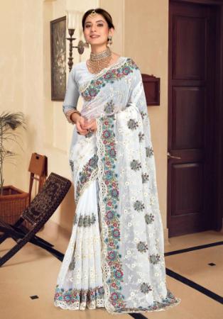 Picture of Gorgeous Georgette White Saree