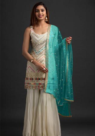 Picture of Fine Georgette White Straight Cut Salwar Kameez