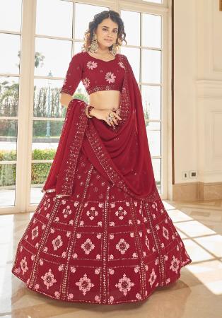 Picture of Sightly Georgette Maroon Lehenga Choli