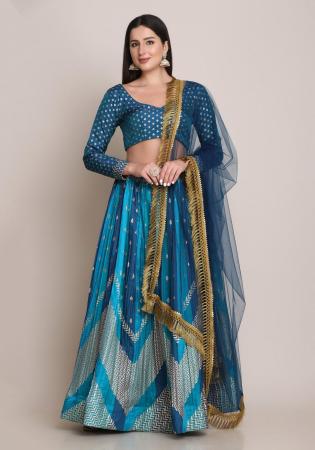 Picture of Pretty Net & Silk Midnight Blue Lehenga Choli