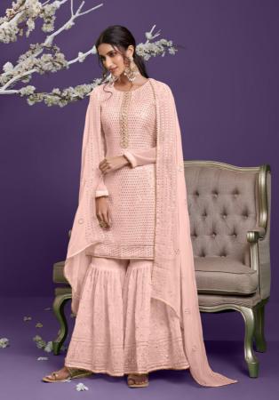 Picture of Graceful Georgette Wheat Straight Cut Salwar Kameez