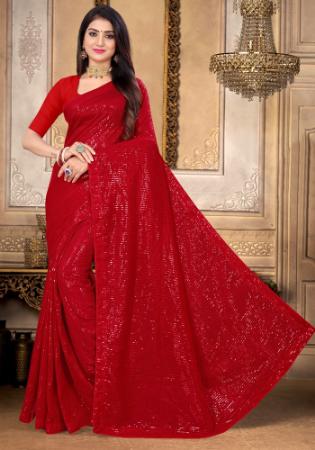 Picture of Fascinating Georgette Dark Red Saree