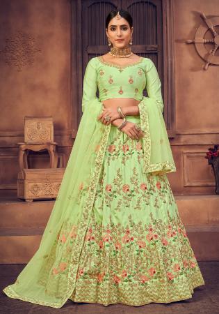 Picture of Charming Net Dark Khaki Lehenga Choli