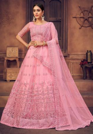 Picture of Fascinating Net Light Pink Lehenga Choli