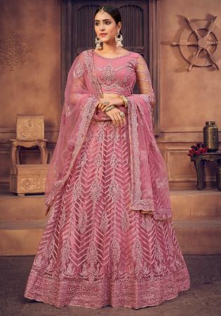 Picture of Fascinating Net Rosy Brown Lehenga Choli