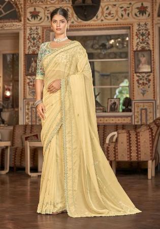 Picture of Wonderful Silk & Organza Khaki Saree