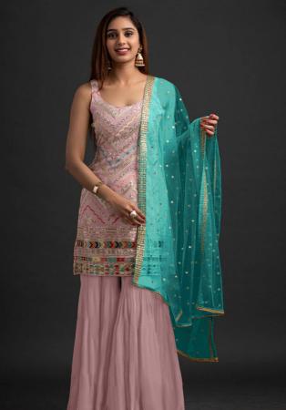 Picture of Sublime Georgette Tan Straight Cut Salwar Kameez