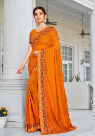 Picture of Bewitching Georgette Dark Orange Saree