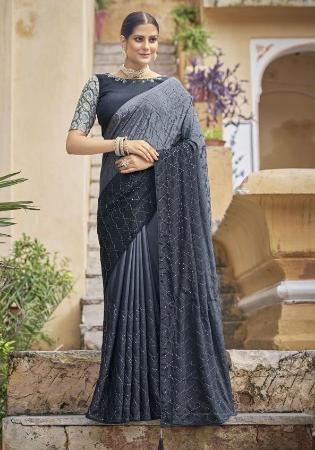 Picture of Marvelous Chiffon Dark Slate Grey Saree