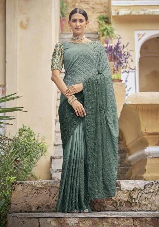 Picture of Pretty Chiffon Dark Slate Grey Saree