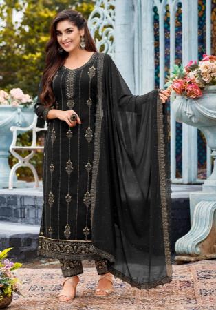 Picture of Good Looking Georgette Black Straight Cut Salwar Kameez