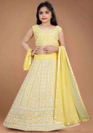 Picture of Beauteous Georgette Khaki Kids Lehenga Choli