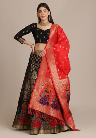 Picture of Beautiful Net & Silk Black Lehenga Choli