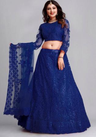 Picture of Gorgeous Net Midnight Blue Lehenga Choli