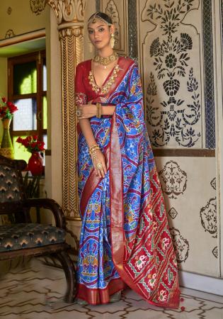 Picture of Taking Synthetic Cornflower Blue Saree