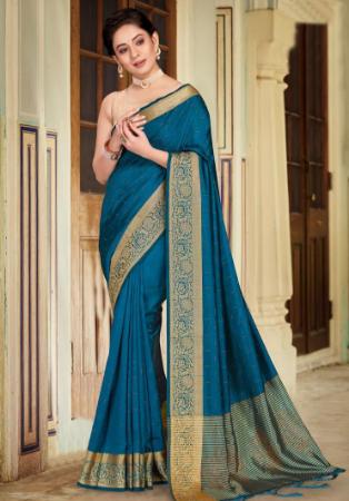 Picture of Amazing Chiffon & Silk Teal Saree