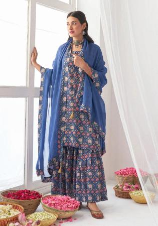 Picture of Synthetic Dark Slate Blue Readymade Salwar Kameez