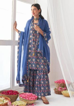 Picture of Synthetic Dark Slate Blue Readymade Salwar Kameez