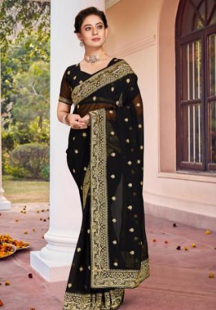 Picture of Alluring Georgette Black Saree