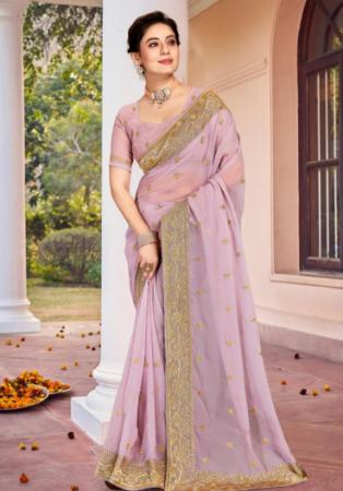 Picture of Amazing Georgette Rosy Brown Saree