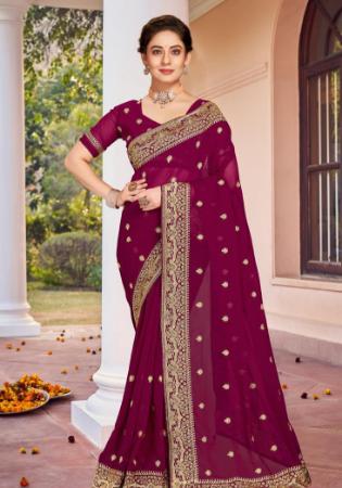 Picture of Ravishing Georgette Maroon Saree