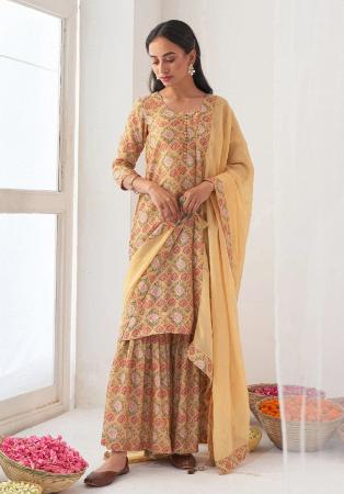 Picture of Resplendent Linen Dark Khaki Readymade Salwar Kameez