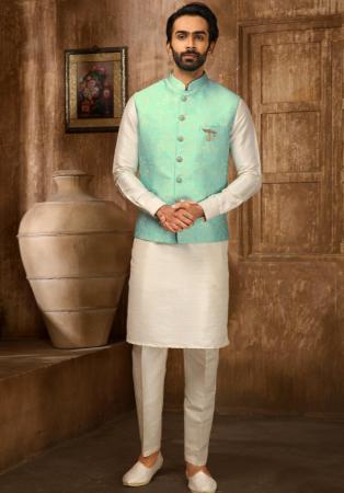 Picture of Sightly Silk Beige Kurtas