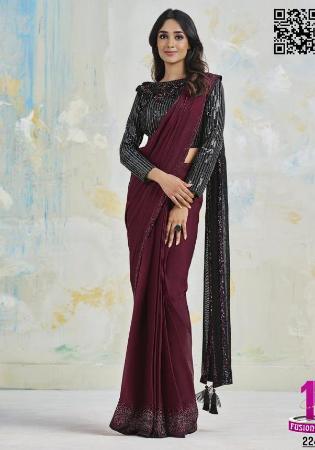 Picture of Fascinating Satin & Silk Saddle Brown Saree