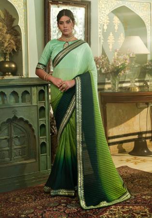 Picture of Shapely Crepe Dark Sea Green Saree