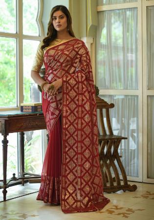 Picture of Charming Georgette Maroon Saree