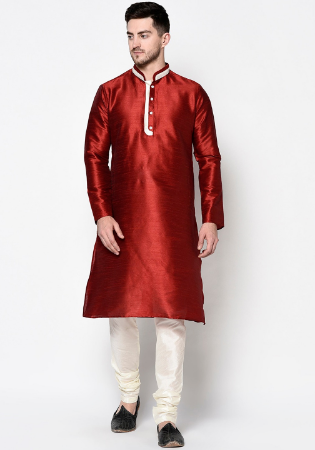 Picture of Beautiful Silk Saddle Brown Kurtas