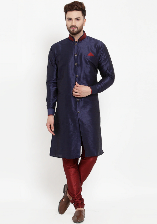 Picture of Stunning Silk Dark Slate Grey Kurtas