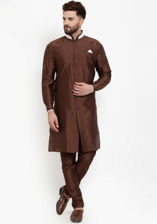 Picture of Exquisite Silk Dark Olive Green Kurtas