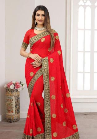 Picture of Lovely Georgette Crimson Saree