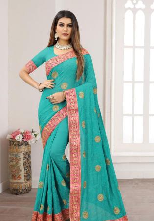 Picture of Ideal Georgette Light Sea Green Saree