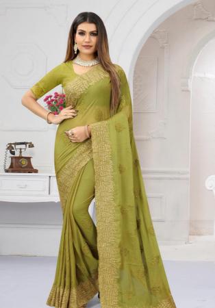 Picture of Resplendent Georgette Dark Khaki Saree