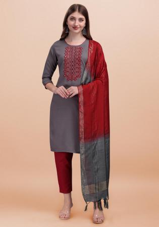 Picture of Cotton Light Slate Grey Readymade Salwar Kameez