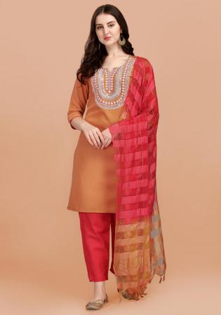 Picture of Nice Cotton Dark Orange Readymade Salwar Kameez