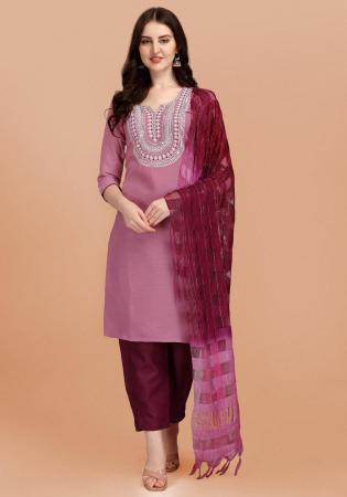 Picture of Charming Cotton Light Pink Readymade Salwar Kameez