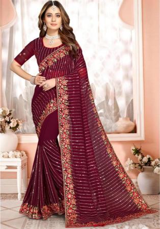 Picture of Amazing Georgette Brown Saree