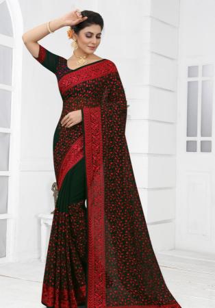 Picture of Statuesque Georgette Dark Slate Grey Saree